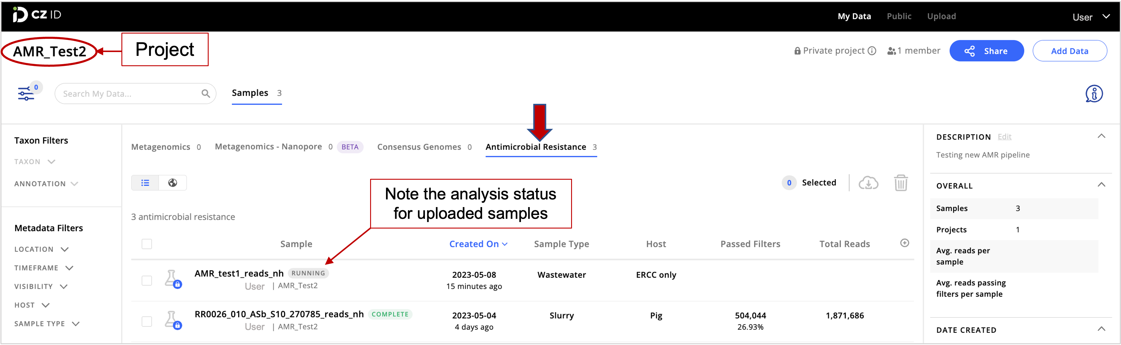 Upload or Select Data for AMR Analysis CZ ID Help Center