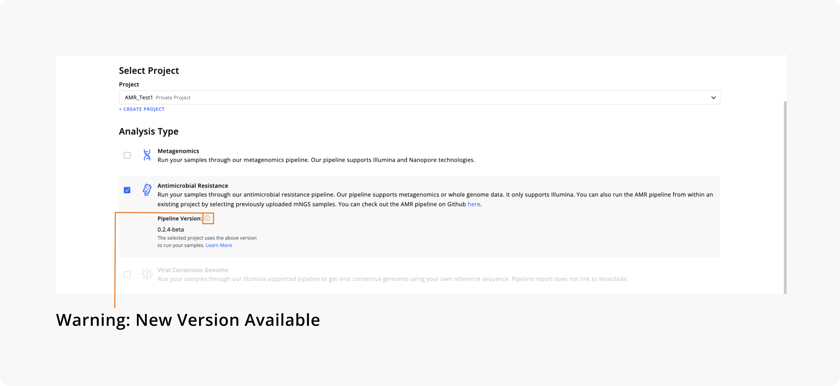 AMR_PipelineVersionWarning.png